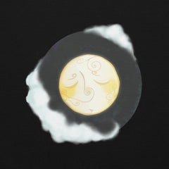 Mallies Celestial Hope black hoodie with a moon-phase back illustration